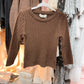 Long Sleeve Knit Top - Brown
