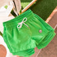 Neon Green Checker Swim Trunks
