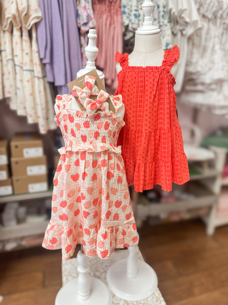 Strawberry Bliss Smocked Ruffle Sundress