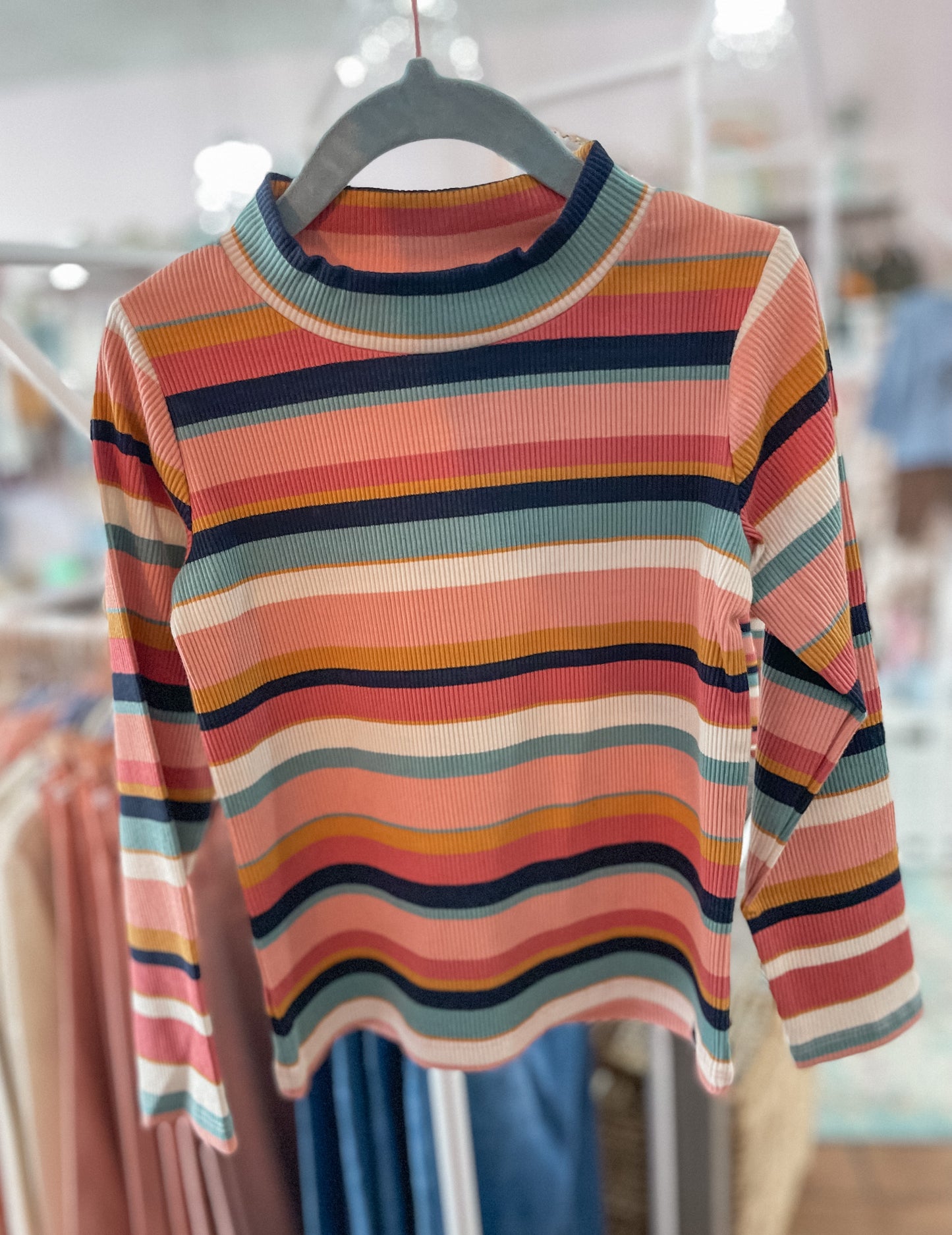Canyon Stripes Mock-Neck Tee