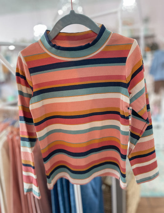 Canyon Stripes Mock-Neck Tee
