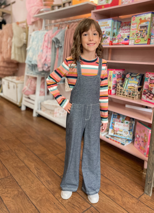 Wide Leg Denim-Like Overalls