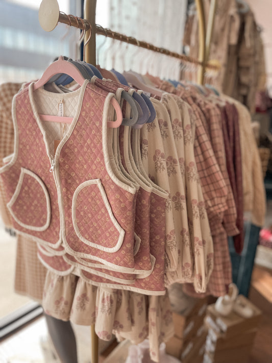 Rose Floral Quilted Vest