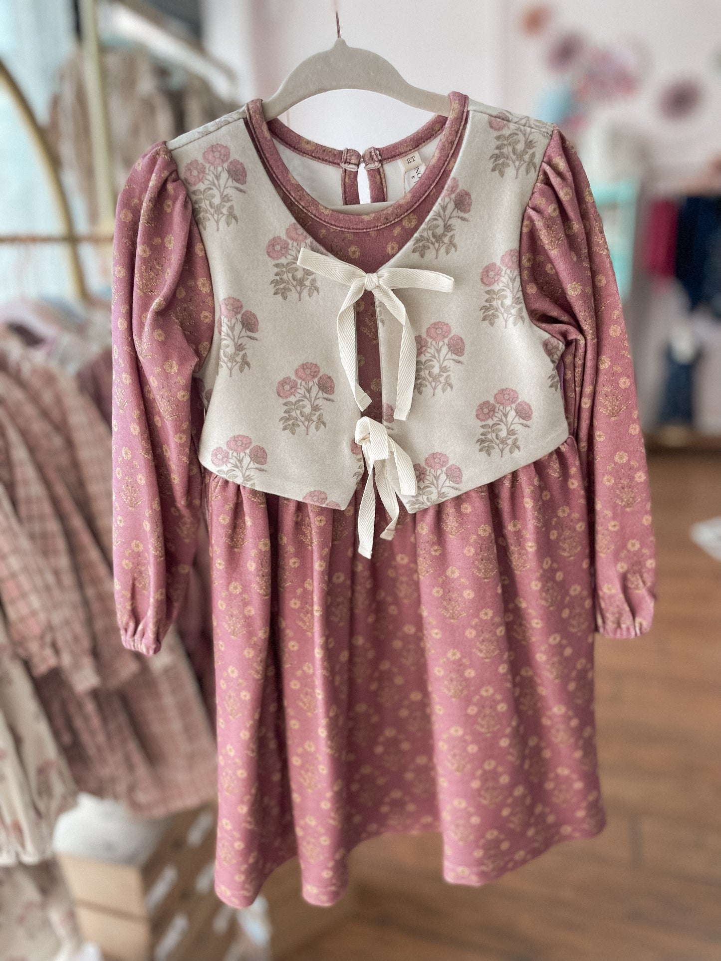 Rose Floral Tie Vest Dress