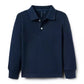Navy blue long-sleeve polo shirt on a white background