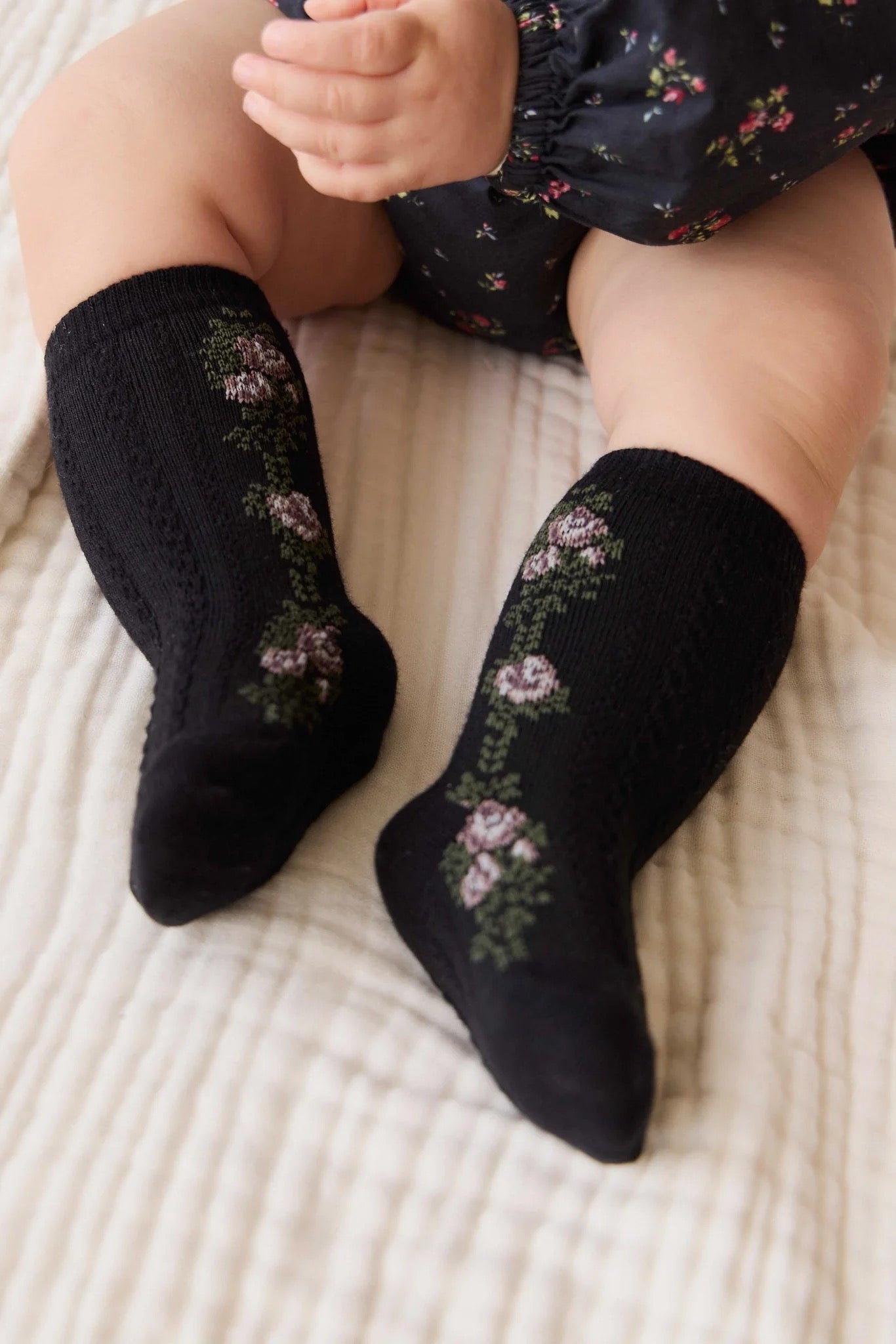 Tasha Floral Jacquard Sock - Black Beauty