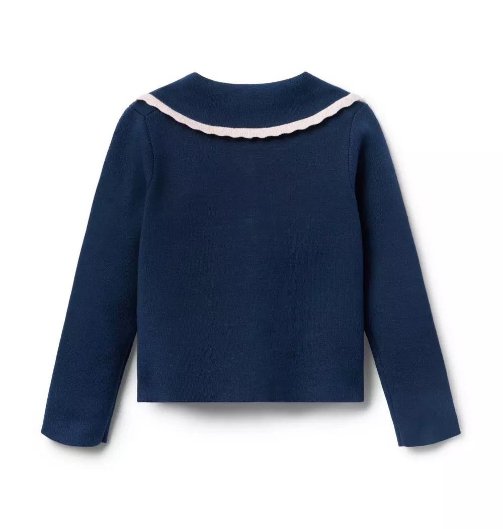 Miss Navy Trim Collar Cardigan
