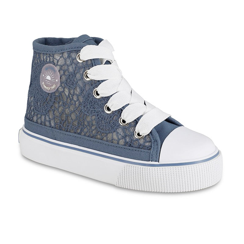 Blue Lace High Top Platform Sneakers - Big Kid