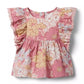 Pink Floral Ruffle Top