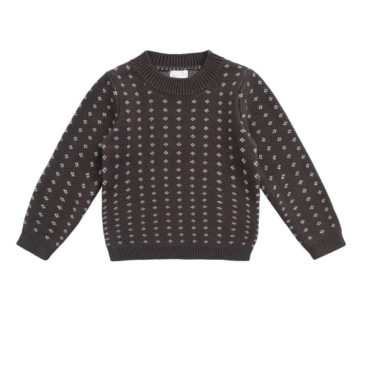 Gray sweater with white pattern on a white background