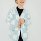 Light Blue Checker Bow - Cozy Cardigan