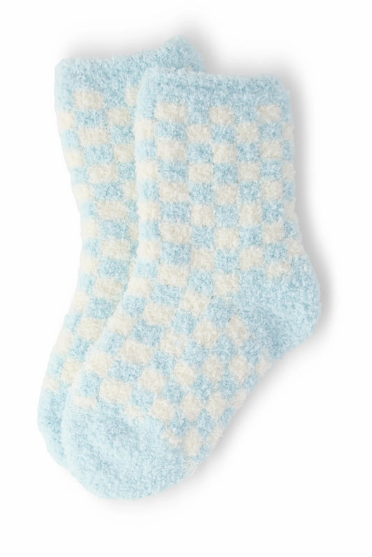 Blue Checker Cozy Socks