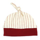 Organic Knotted Hat- Crimson Pinstripe