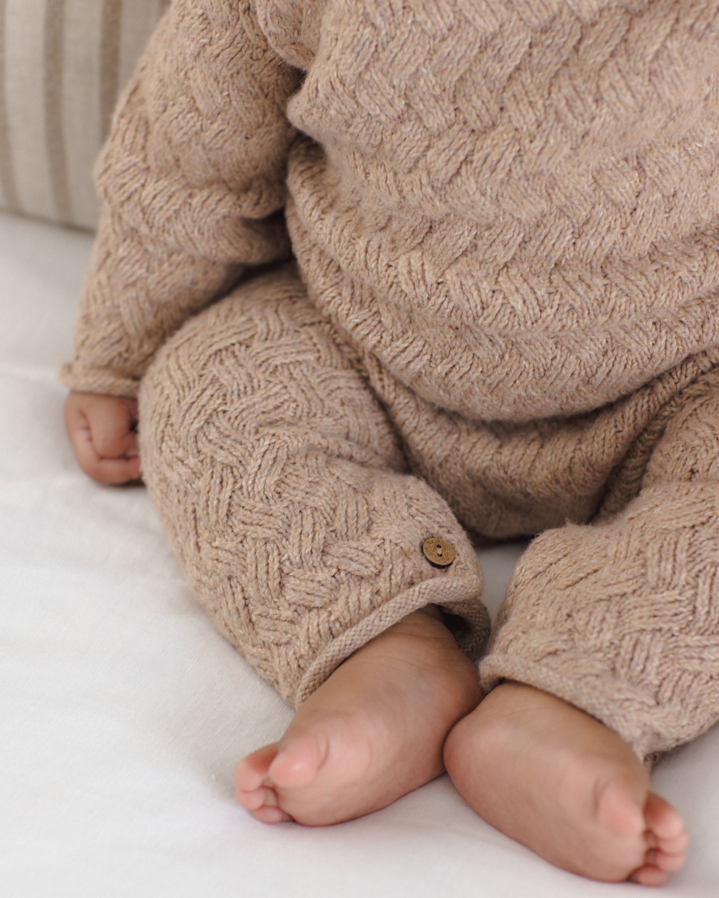 Cozy Heather Knit Jumpsuit: Heathered Almond