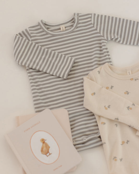 Ribbed Bodysuit Two-Pack: Pears + Laurel Stripe