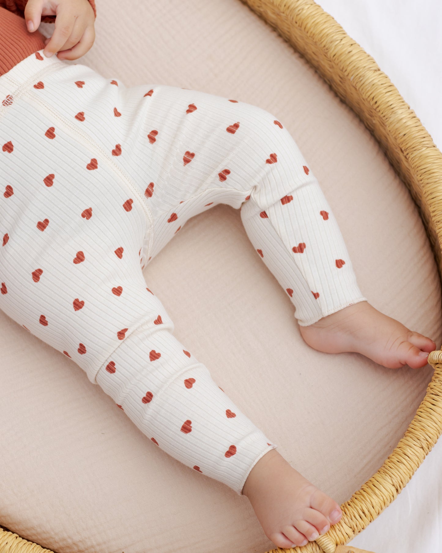 Ribbed Leggings - Red Hearts