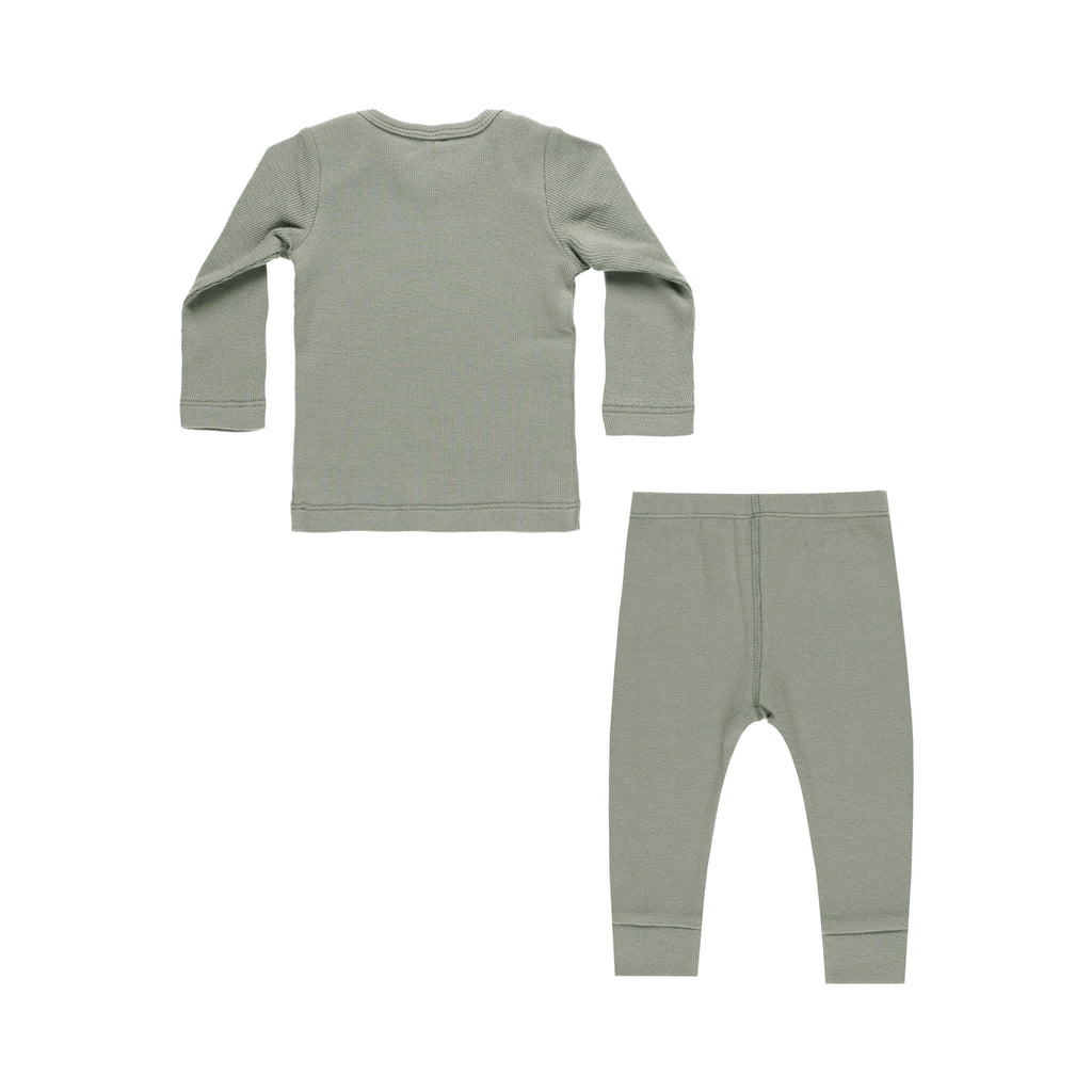 Ribbed Tee + Legging Set - Basil