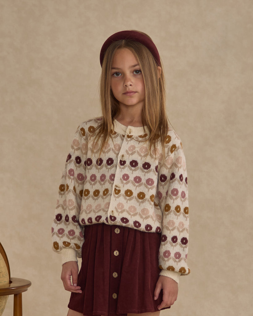Button Front Mini Skirt - Burgundy