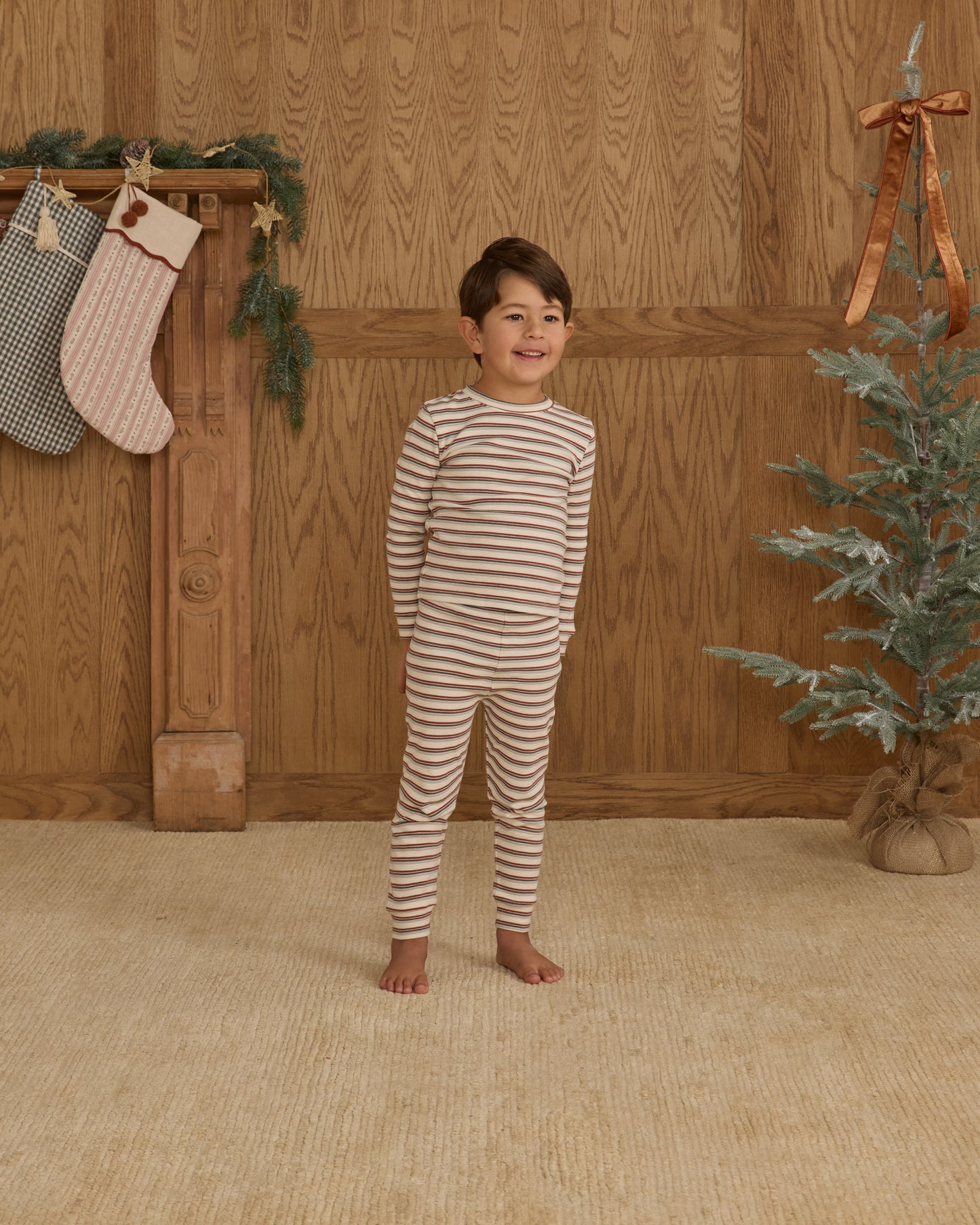 Organic Long Sleeve Pajama Set - Holiday Stripe