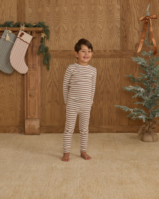 Organic Long Sleeve Pajama Set - Holiday Stripe