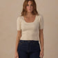 Women's Scallop Tee- Natural
