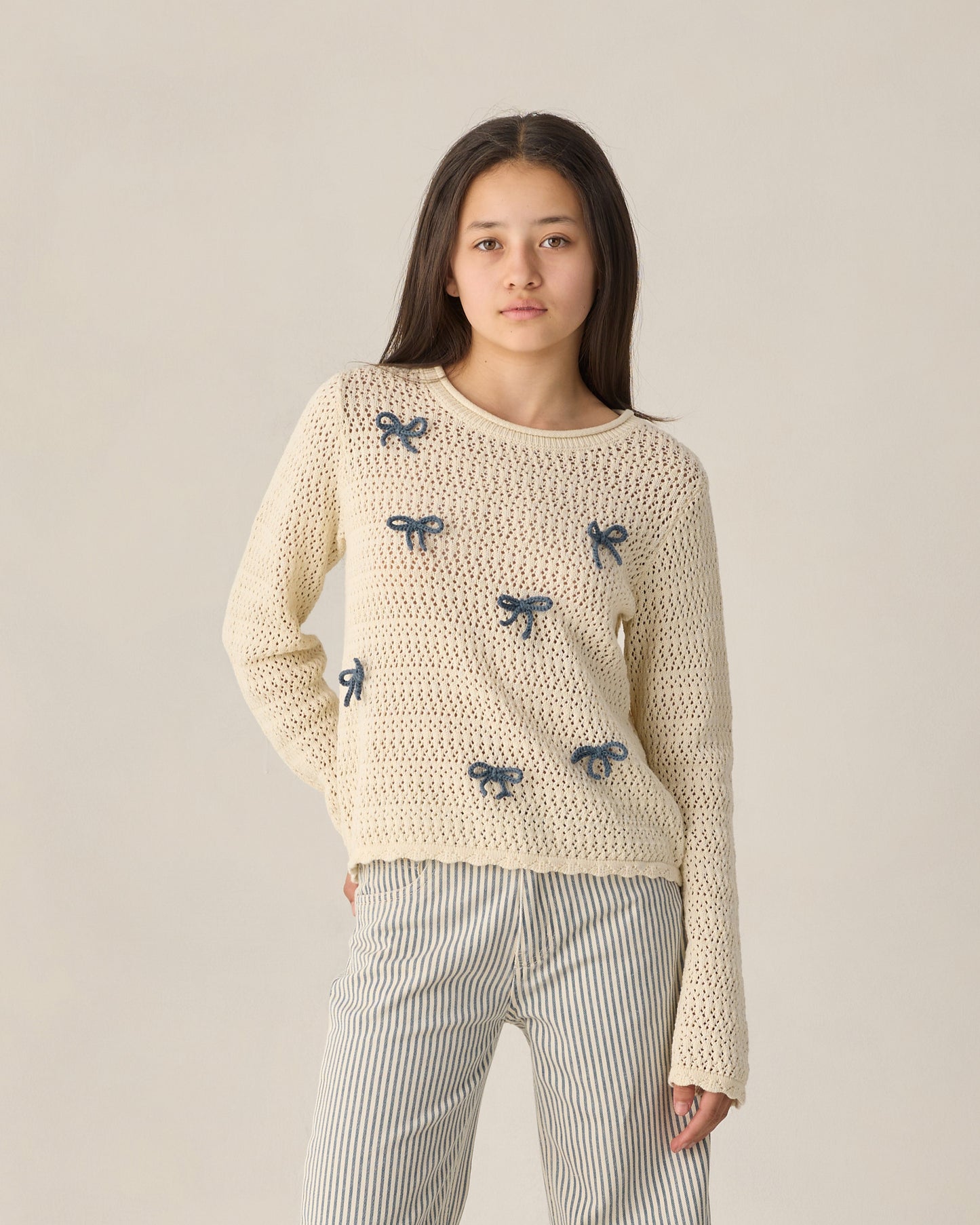 Teen Crochet Knit Pullover - Bows