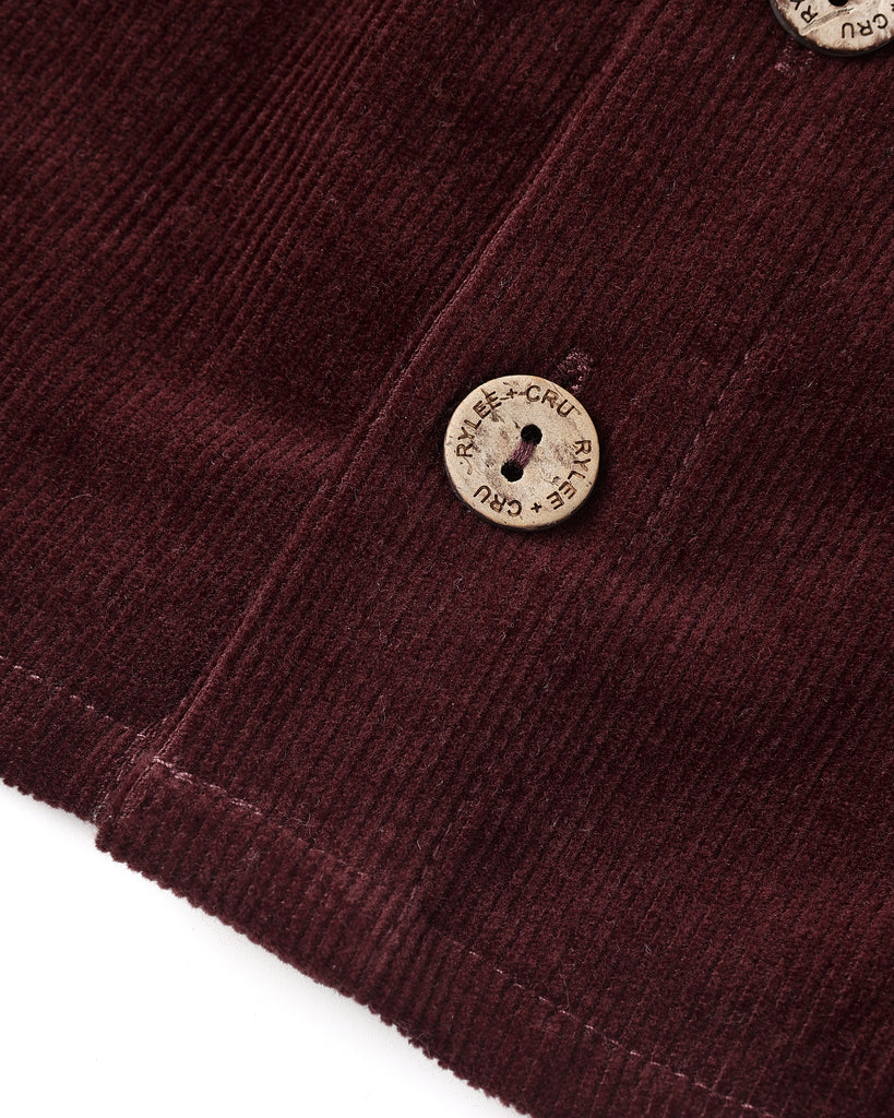 Button Front Mini Skirt - Burgundy