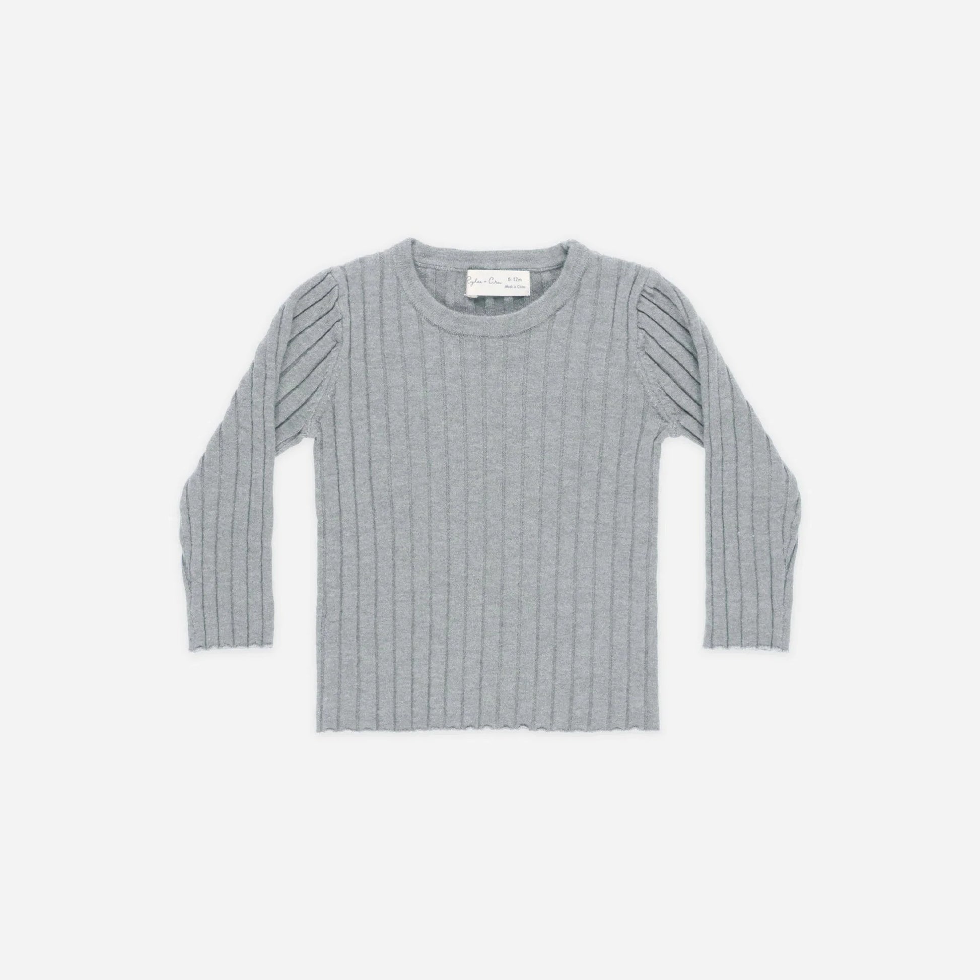 Gray blue ribbed sweater on a white background