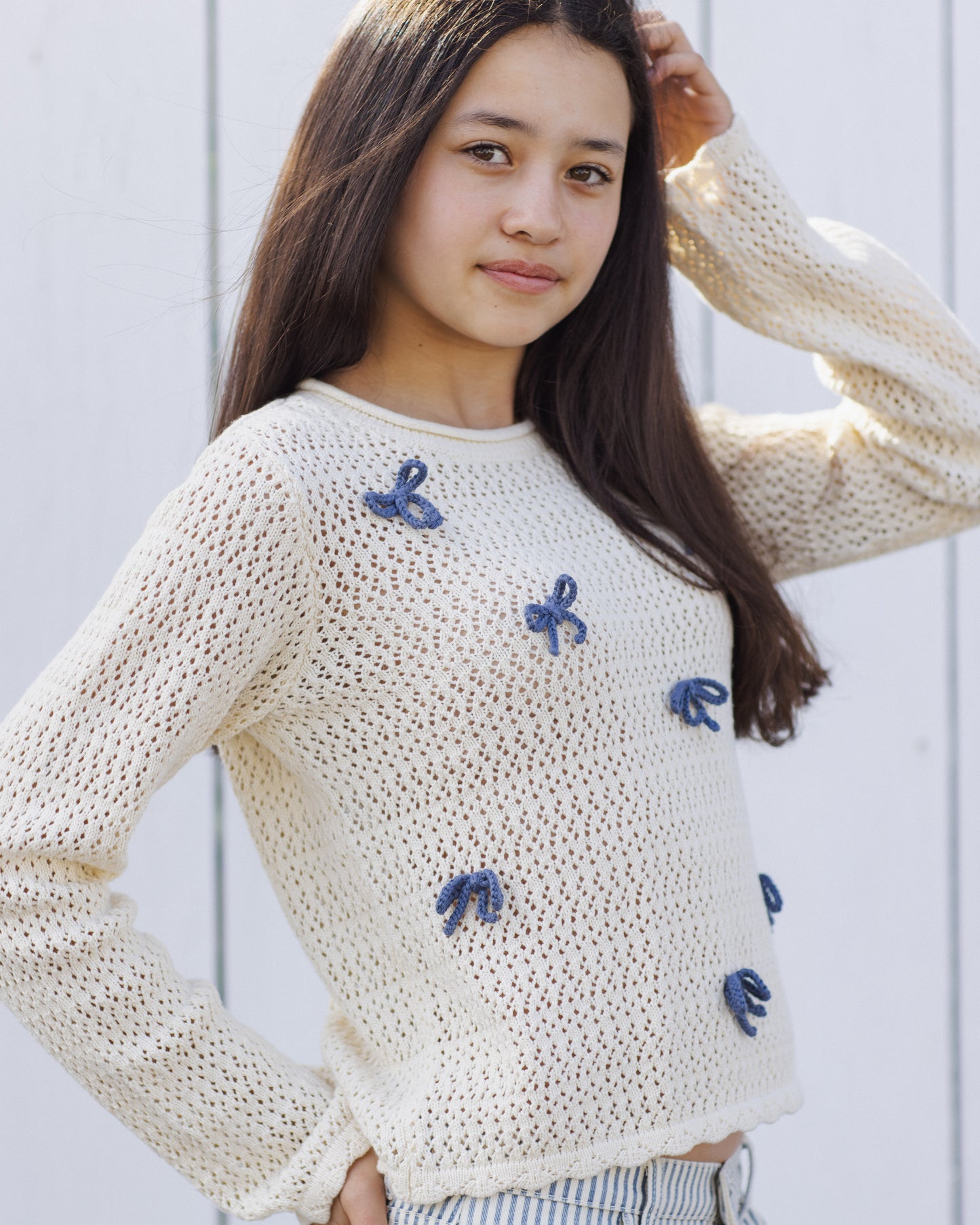 Teen Crochet Knit Pullover - Bows
