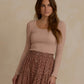 Women's Textured Long Sleeve Tee- Rose