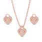 Pave CZ Heart Lock Necklace and Earrings Set