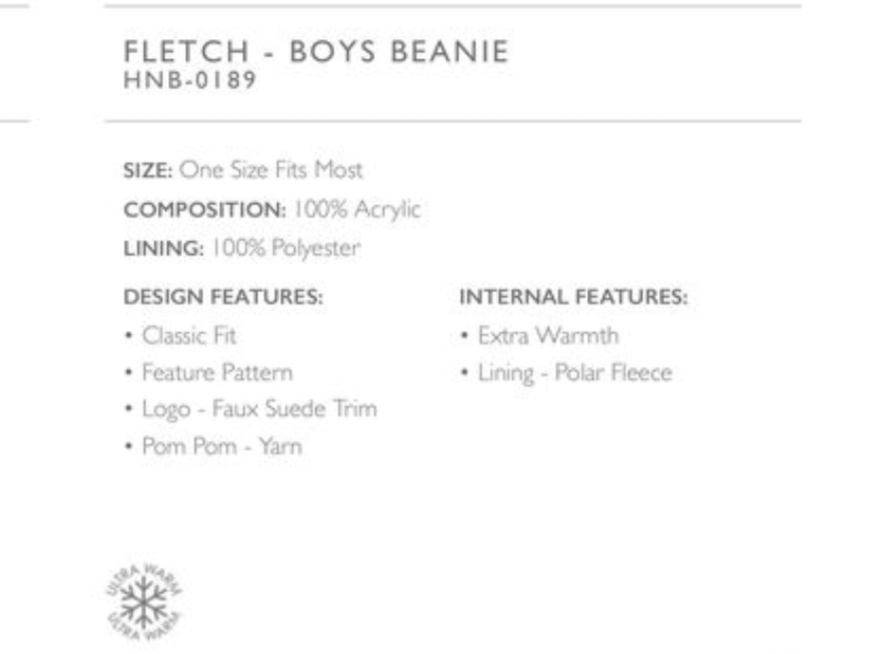 Boys Beanie - Fletch - Washed Black