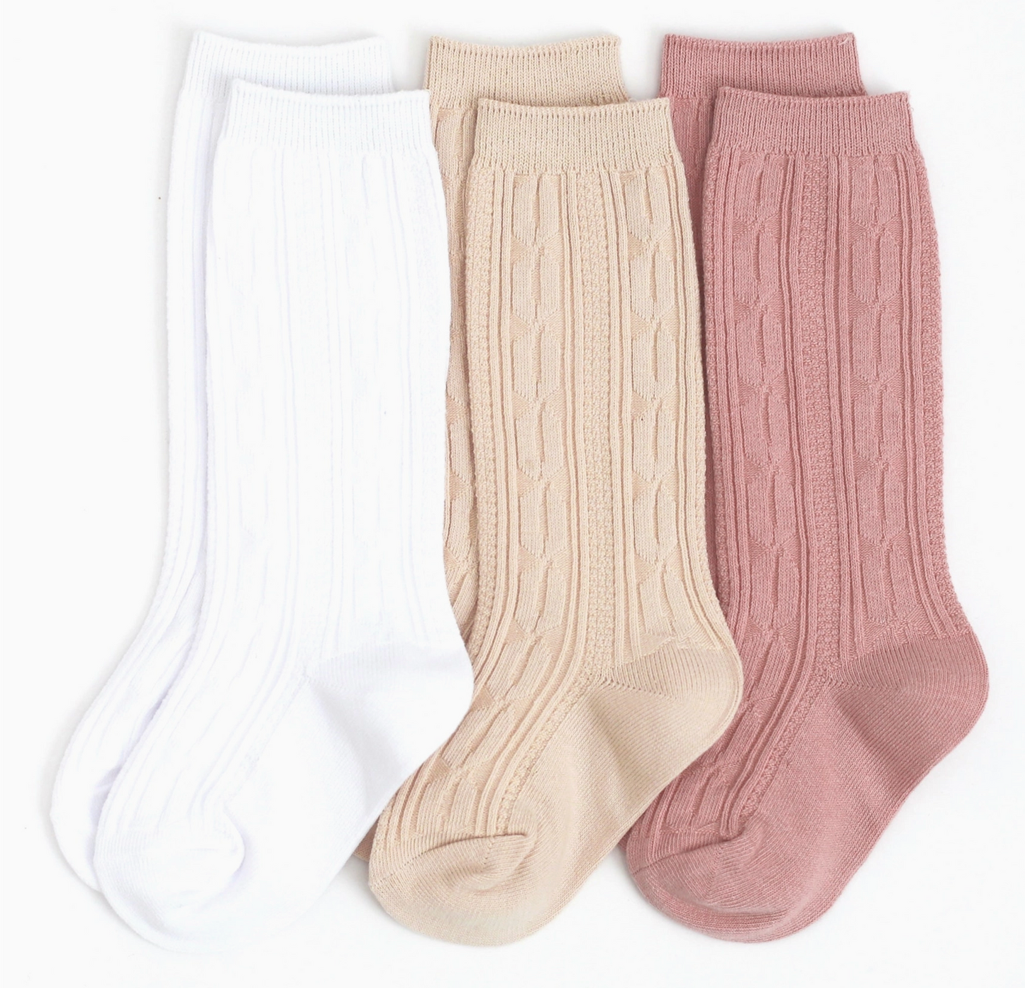 Girlhood Cable Knit Knee High Socks - 3 Pack