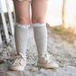 Lace Top Knee High Socks - Gray