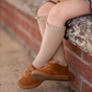 Lace Top Knee High Socks - Oat