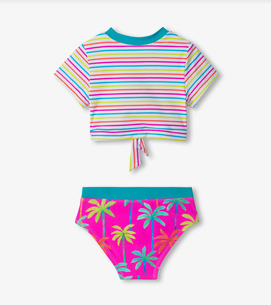 Painted Palms Short Sleeve Tankini Set