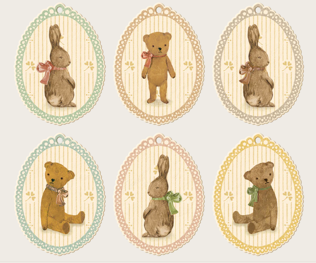 Gift tags, Bunnies and Teddies 12 pcs.