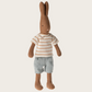 Rabbit size 1, Chocolate Brown - Striped Blouse and Shorts