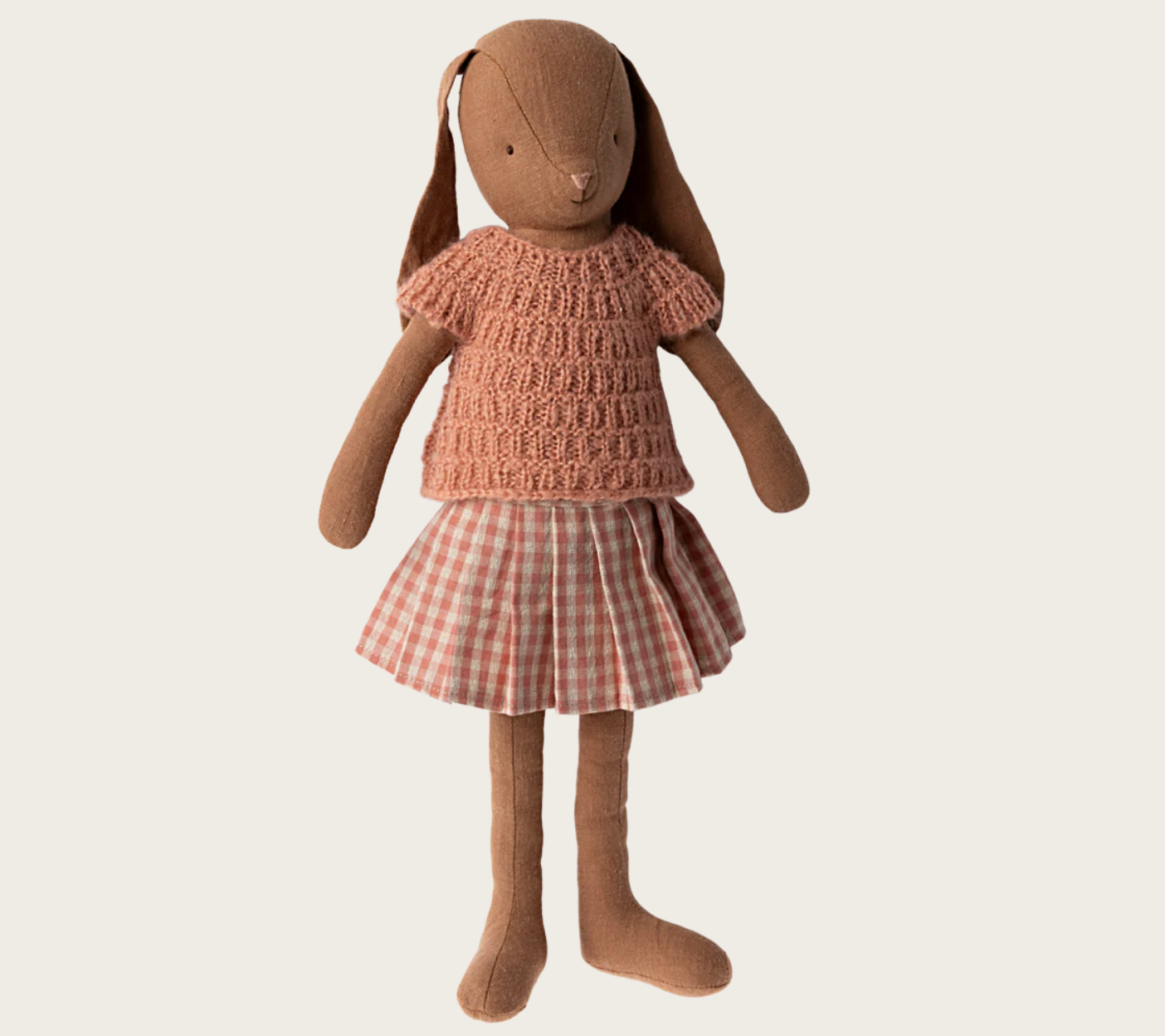 Bunny size 3, Chocolate Brown - Knitted Shirt and Skirt