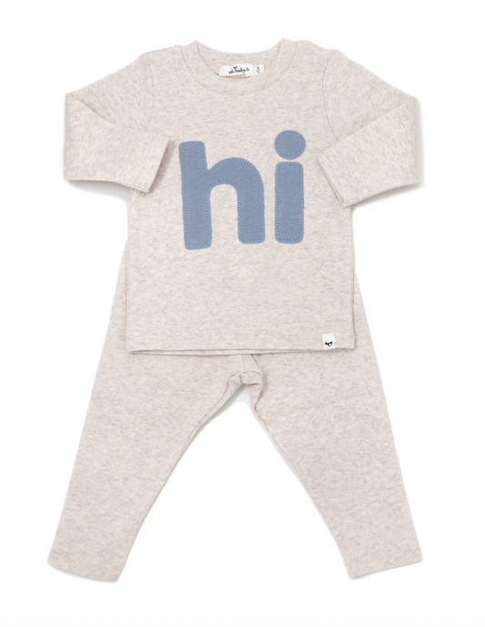 "hi" Baby Set - Fog