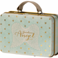 Small suitcase with 'Guardian Angel' design on a light blue background