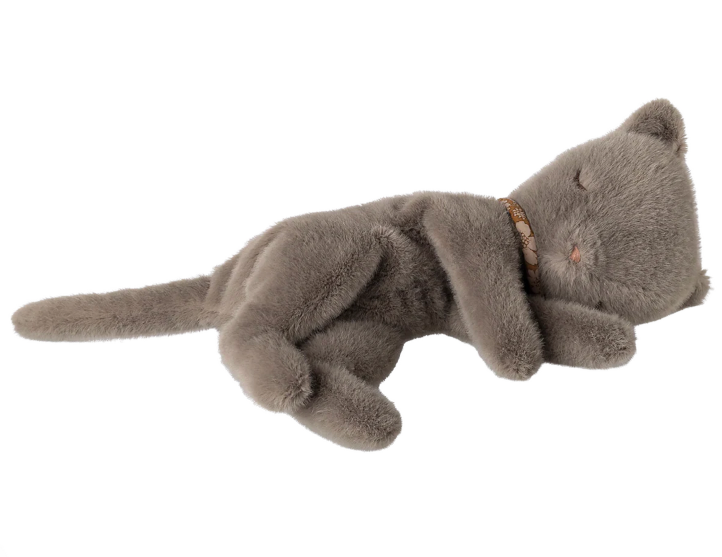 Sleeping Kitten Plush, Small - Grey