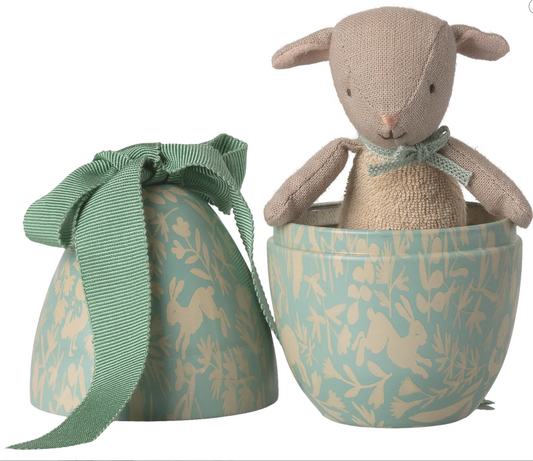 Easter Egg with Micro Lamb- Dusty Mint