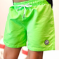 Neon Green Checker Swim Trunks