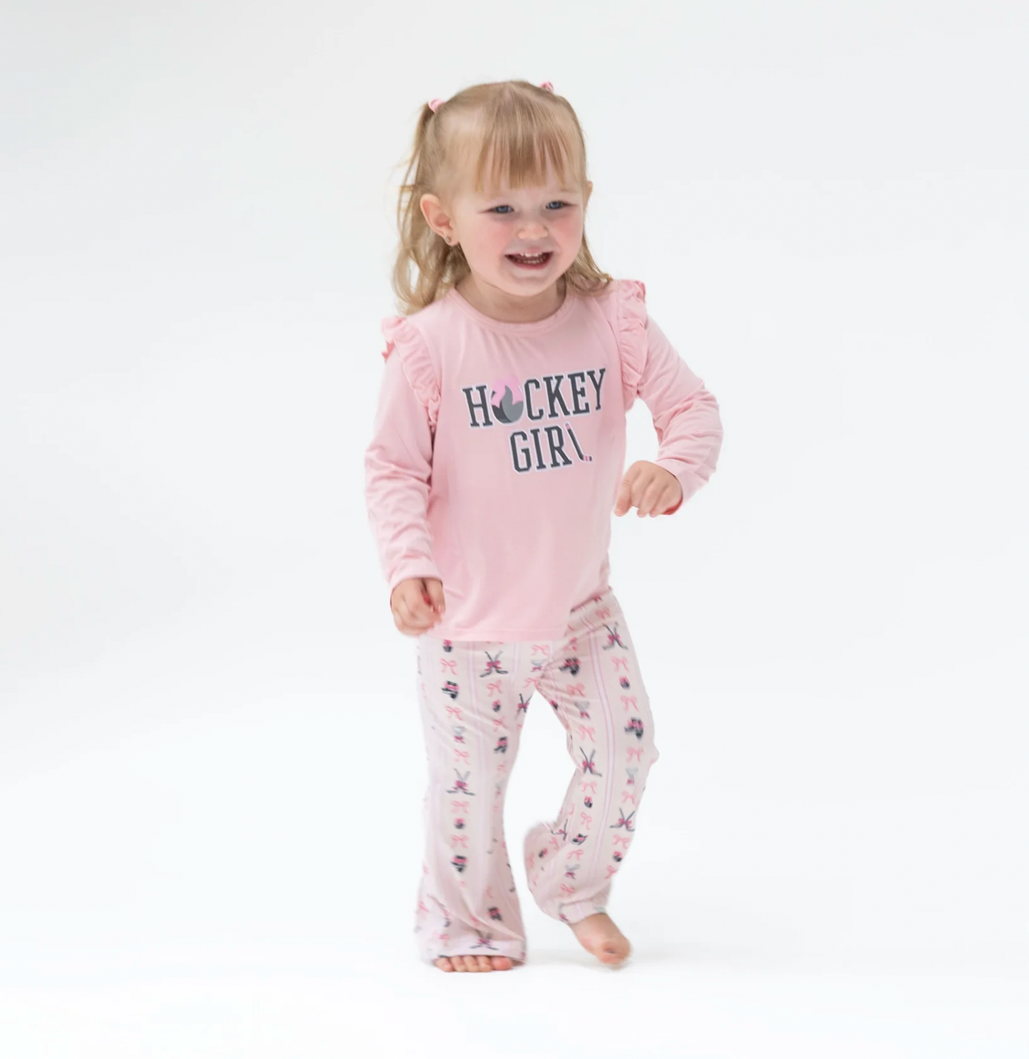 (Baby) Megan's Bowtiful Hockey Stripe- Ruffle Tee and Baby Bells