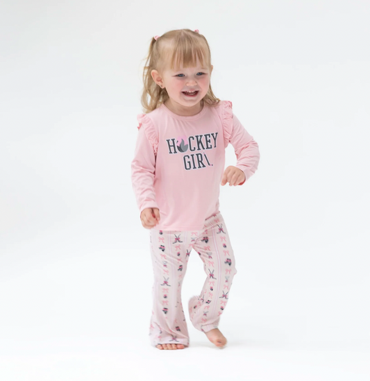 (Baby) Megan's Bowtiful Hockey Stripe- Ruffle Tee and Baby Bells