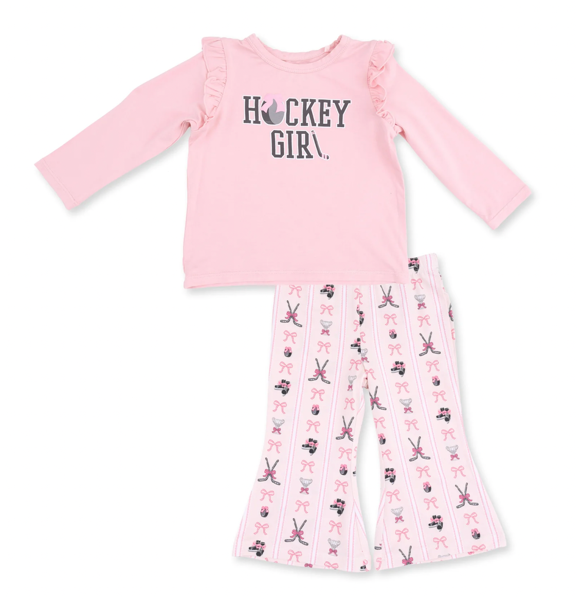 (Baby) Megan's Bowtiful Hockey Stripe- Ruffle Tee and Baby Bells