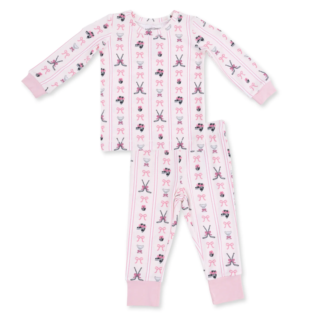 Megan's Bowtiful Hockey Stripe Long Sleeve Loungewear Set
