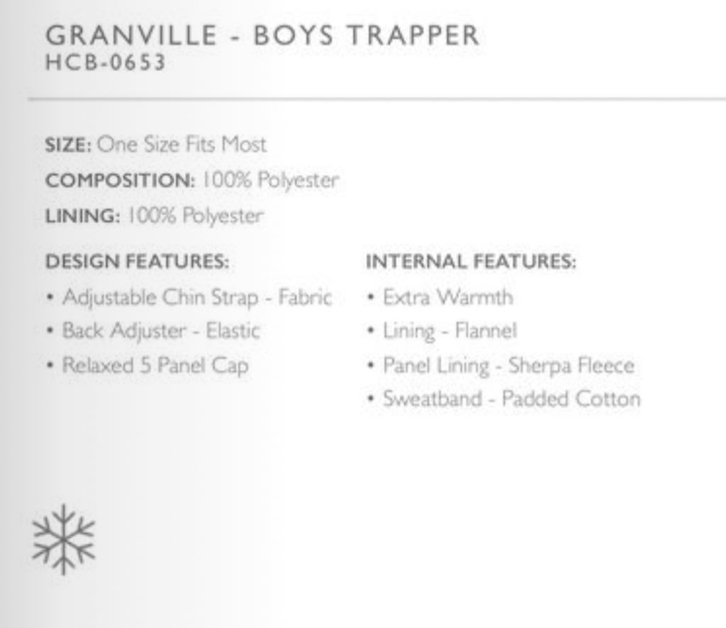 Boys Trapper - Granville