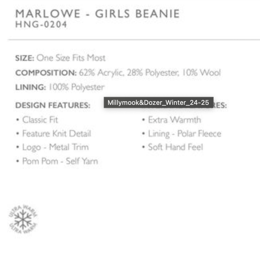 Girls Beanie - Marlowe - Mint